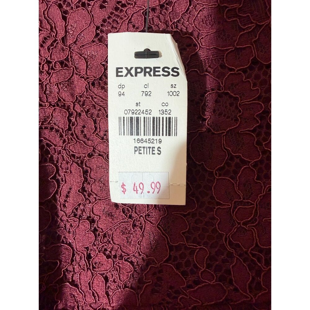 Express Burgundy Lace Spaghetti Strap Dress Petite Small NWT